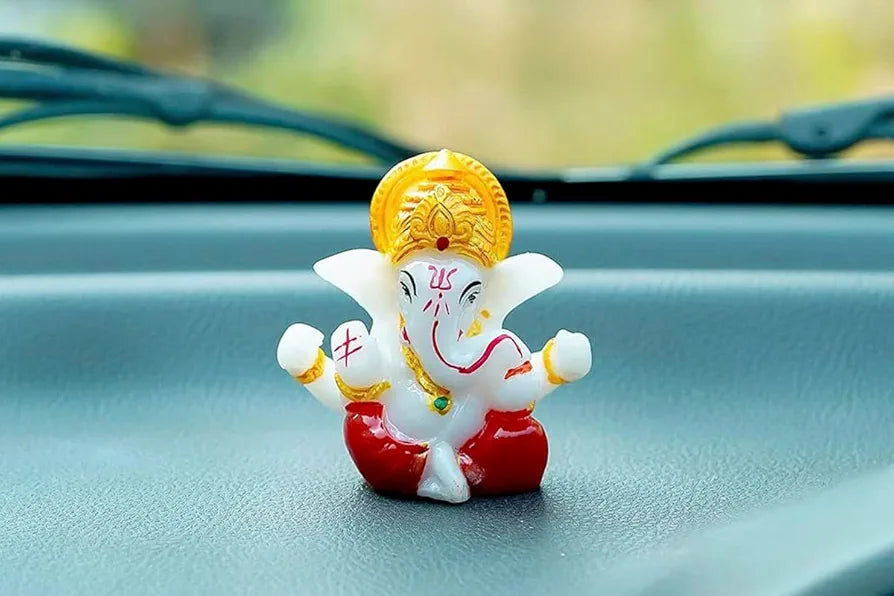 Nrson Polyresin Meditating Lord Ganesha Idols for Home Decor Car DashboardMulticolour