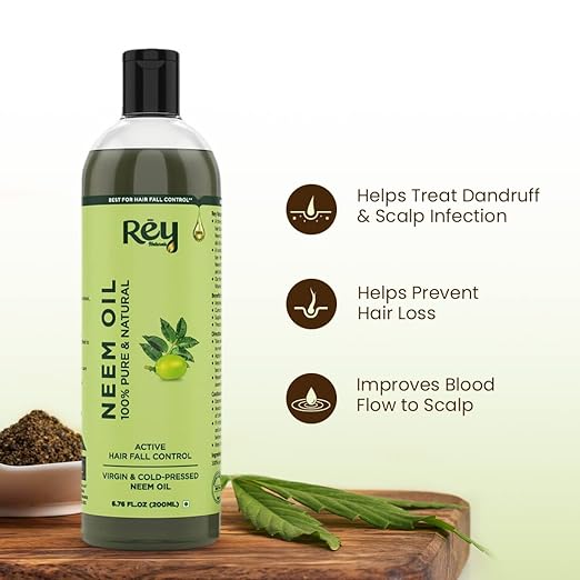 Rey Naturals Cold Pressed Pure Neem Oil For Hair - 200 ml