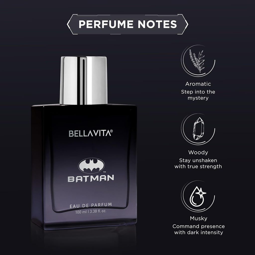 BELLAVITA BATMAN | Long Lasting EDP 100ml Perfume for Man | Orange Cedarwood and Patchouli | Premium Fragrance for Men
