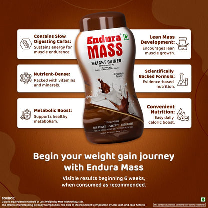 Endura Mass Weight Gainer Powder Chocolate - 500 gms