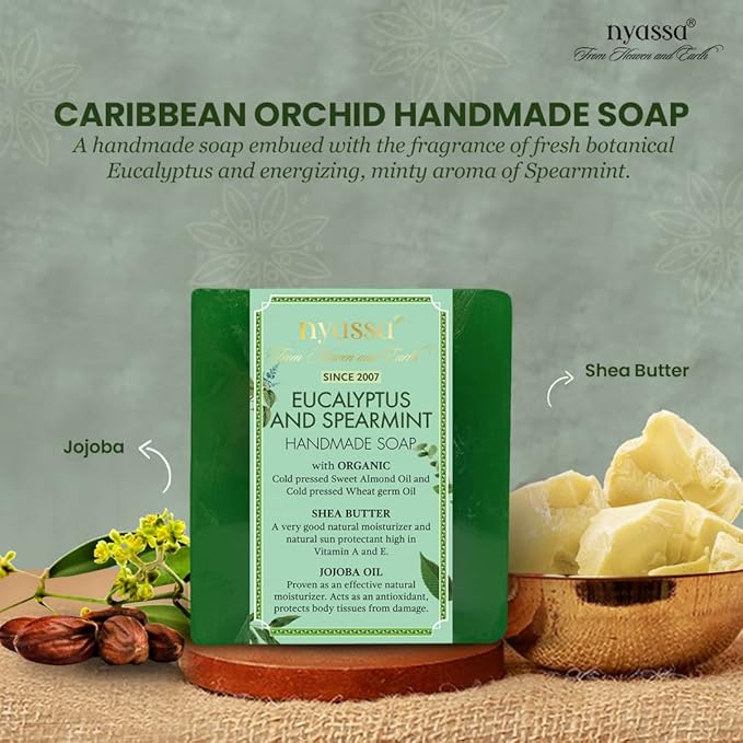 Nyassa Eucalyptus and Spearmint Handmade Natural Bathing Soap - 150 Gms