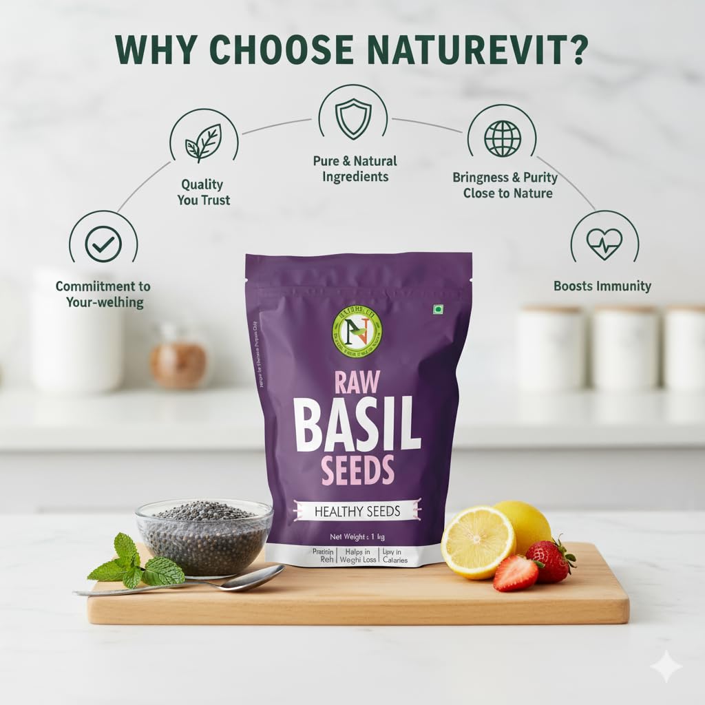 Nature Vit Basil Seeds, 200 G | Tukmaria Beej | Sabja | Falooda | Beat the Heat With Sabza Seeds