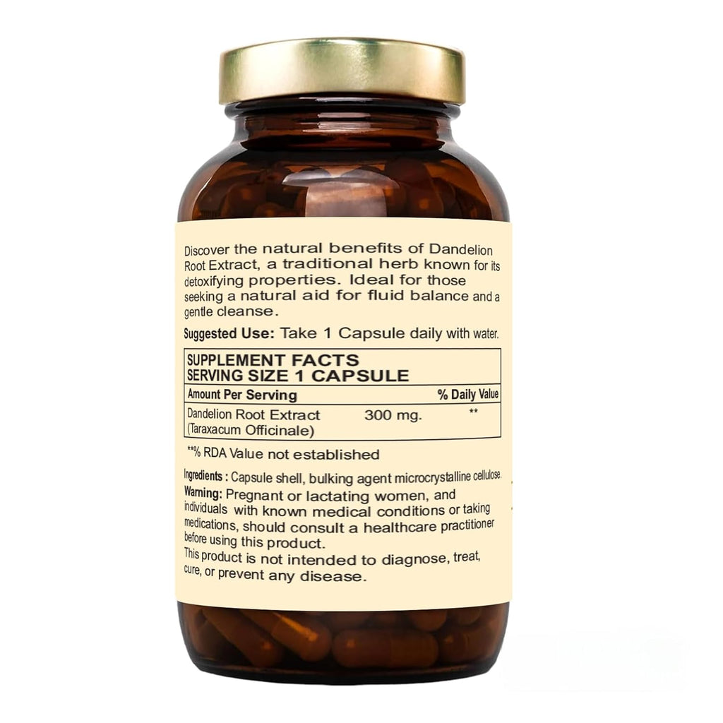 Nutraliebe Dandelion Root Extract 300mg - Taraxacum Officinale, 90 Capsules