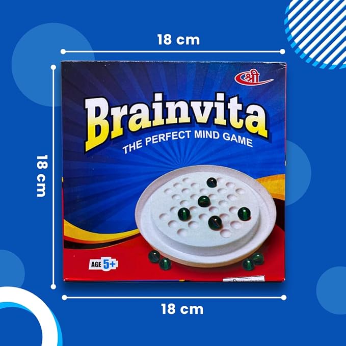 Kids Mandi Brainvita Board Game with 32 Marbles Marble Solitaire