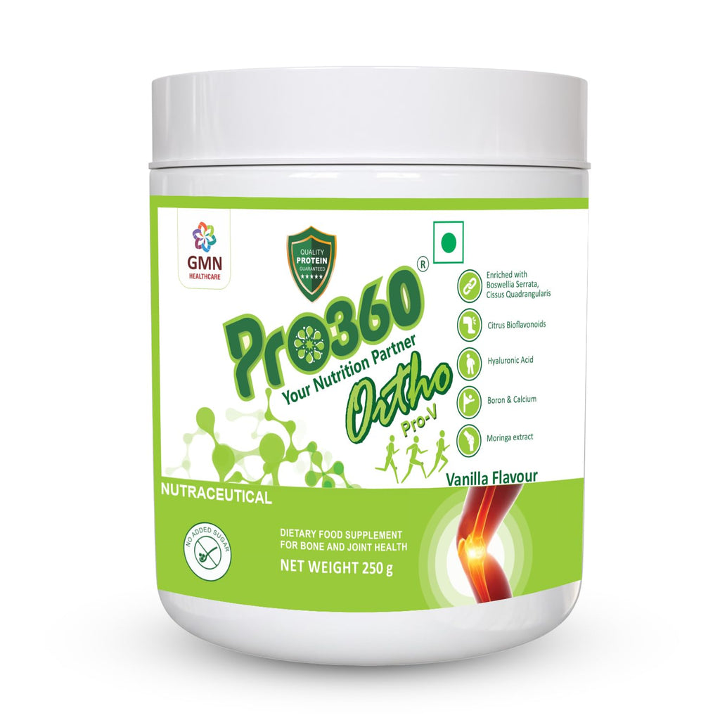 Pro360 Ortho Pro-V 250g Protein Powder for Bone and Joint Health | Supplement for Orthopedic Care with Natural Herbal Extracts | No added Sugar â€“ Vanilla (Pack of 1)