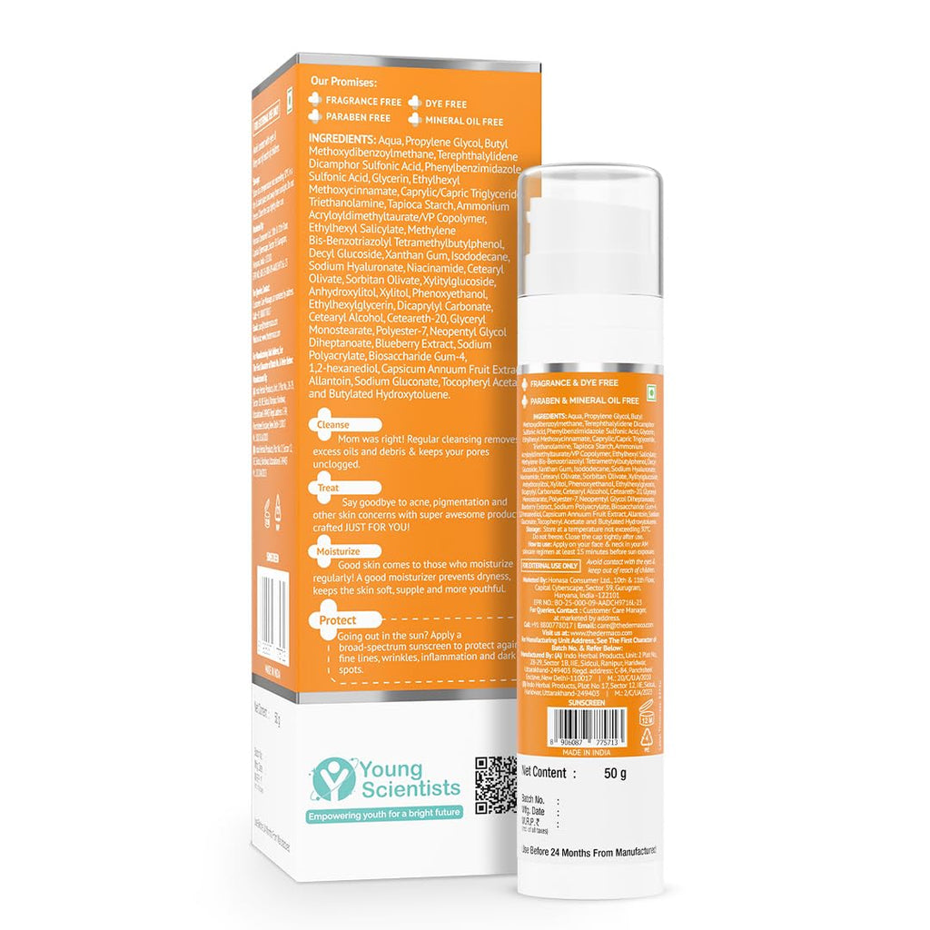 The Derma Co 1% Hyaluronic Sunscreen Aqua Gel SPF 50 PA++++ | Hyaluronic Acid for Deep, Long Lasting Hydration | Ultra Lightweight Texture I Non-Greasy, No White Cast | Broad Spectrum Protection & Blue Light Protection| 50 g