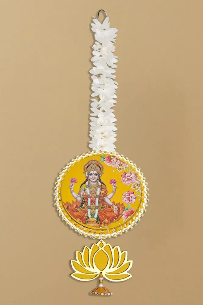Handmade Artificial Laxmi Ji Decorative Hanging with Lotus & Garland Set of 6