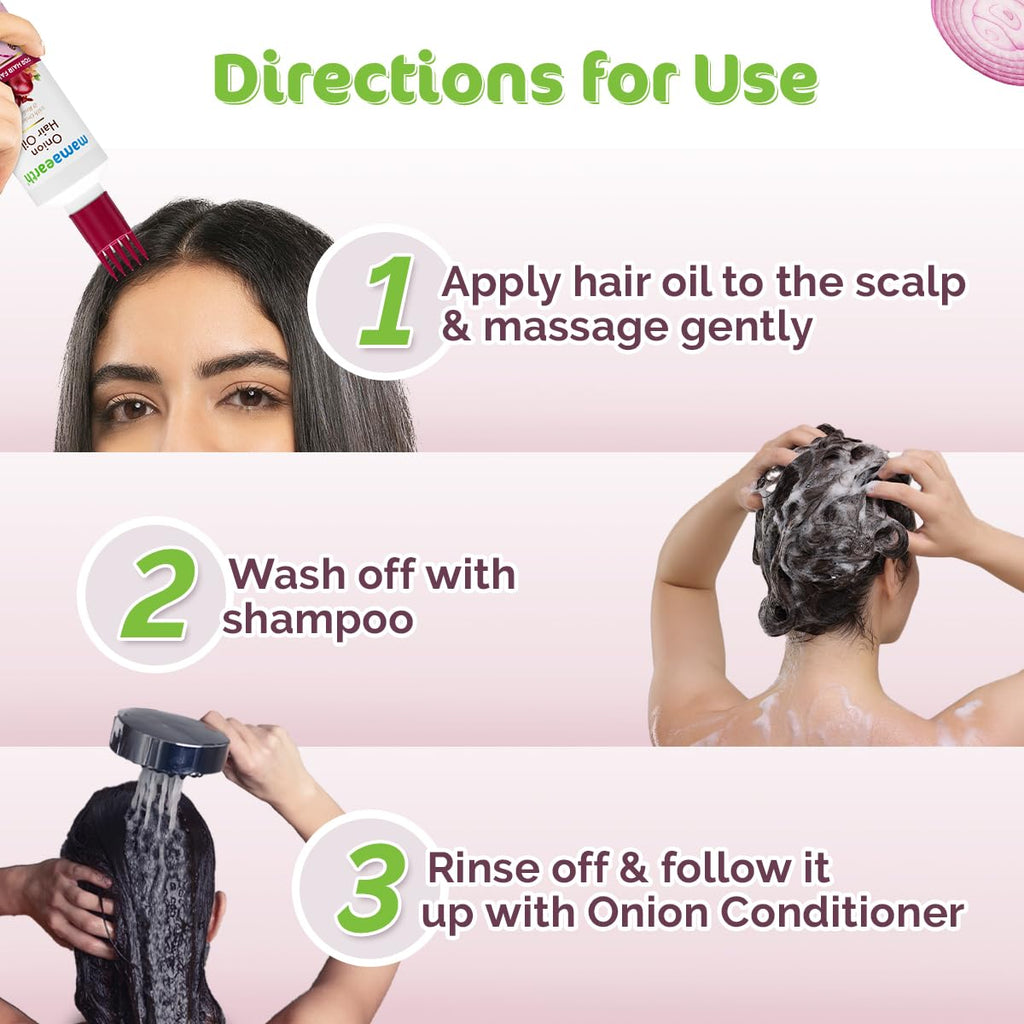 Mamaearth Anti Hair Fall Spa Range Hair Care Set: Onion Shampoo 250 ml + Onion Conditioner 250 ml + Onion Hair Oil 150 ml