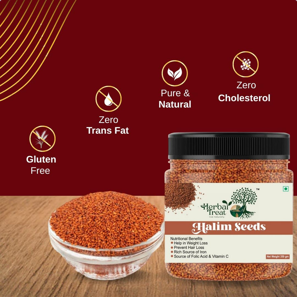 Herbal Treat Halim Seeds 350g | Raw Garden Cress Aliv Seeds for Eating | Iron-Rich Superfood, Supports Digestion & Weight Management | Haleem Seed | Asaliya Seeds Used in Cooking, Baking, Smoothies and Other Beverages