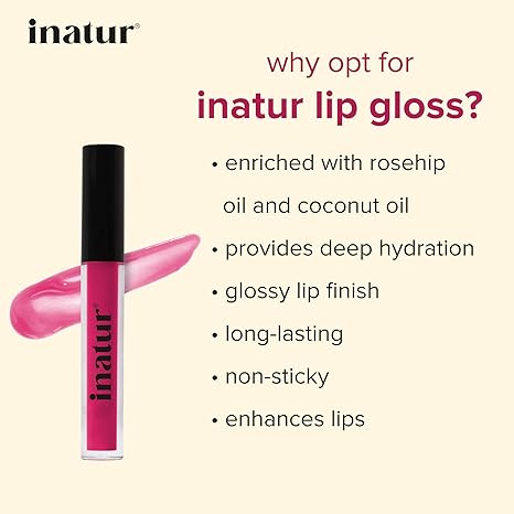 Inatur Attitude Lip Gloss Shiny Lips Suitable For All Tones - 2 ml