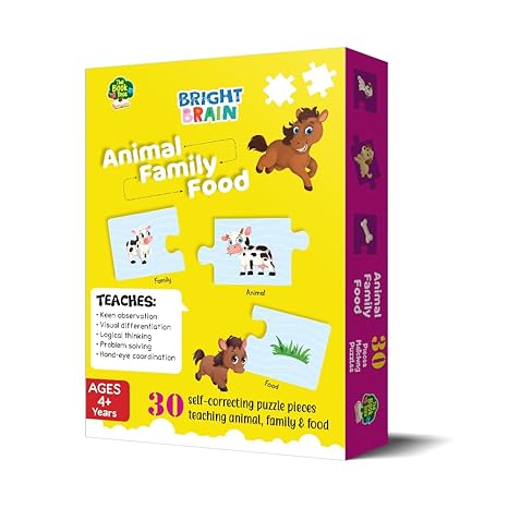 The Book Tree Animals Family Food Puzzle - 20+ Piece Jigsaw Puzzle for Preschoolers Educational Toy