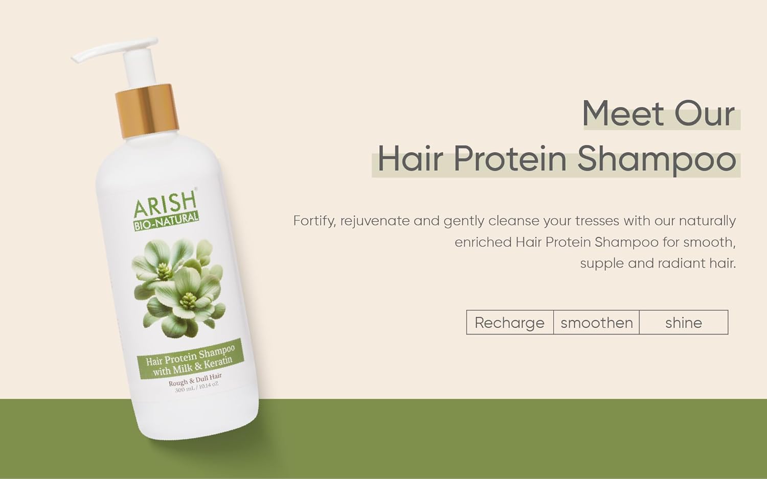 Arish Bio-natural Milk and Keratin Hair Protein Shampoo - 300 Ml