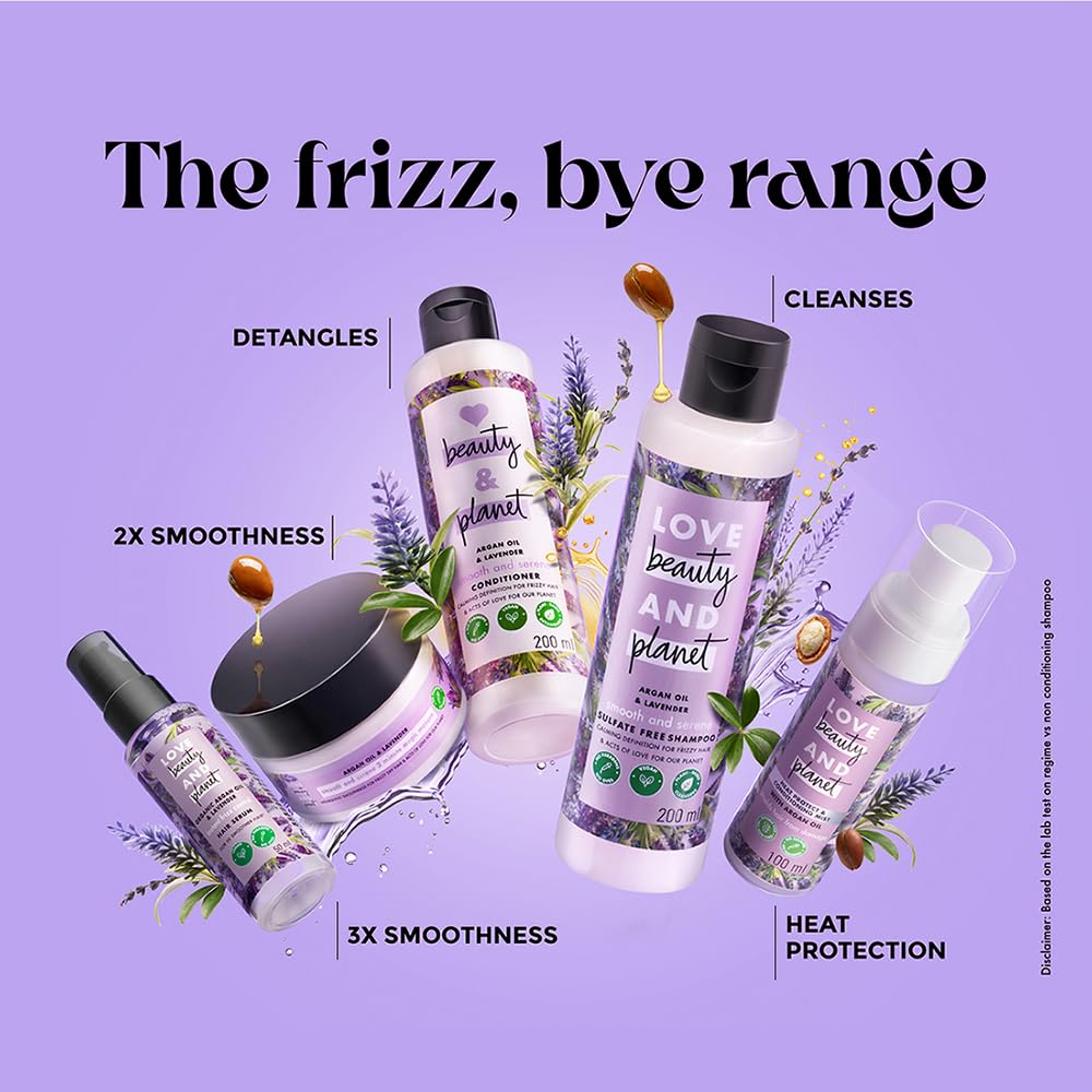 Love Beauty & Planet Argan Oil and Lavender Natural Conditioner for Dry & Frizzy hair|No Sulfates,No Paraben|200ml