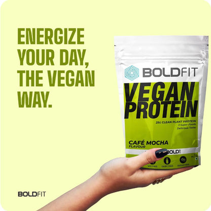 Boldfit Plant Based Protein Powder For Men & Women - Vegan Plant Protein Powder For Men & Women - Supports Metabolism, Immunity & Antioxidant - Cafe Mocha 500Gm