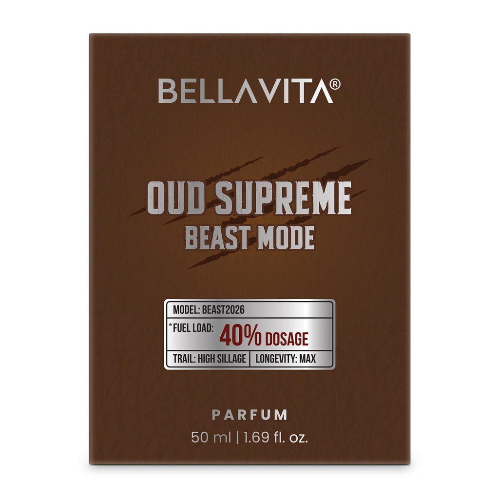 BELLAVITA Oud Supreme 50ml Parfum | Beast Mode | Perfume for Man | 40% Oil Concentration | Oud & Floral Scent | Premium Perfume for Men