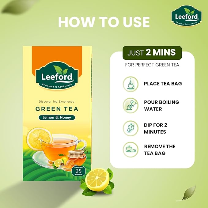 Leeford Green Tea Ginger With Lemon Grass - 25 Bags (Pack of 2)