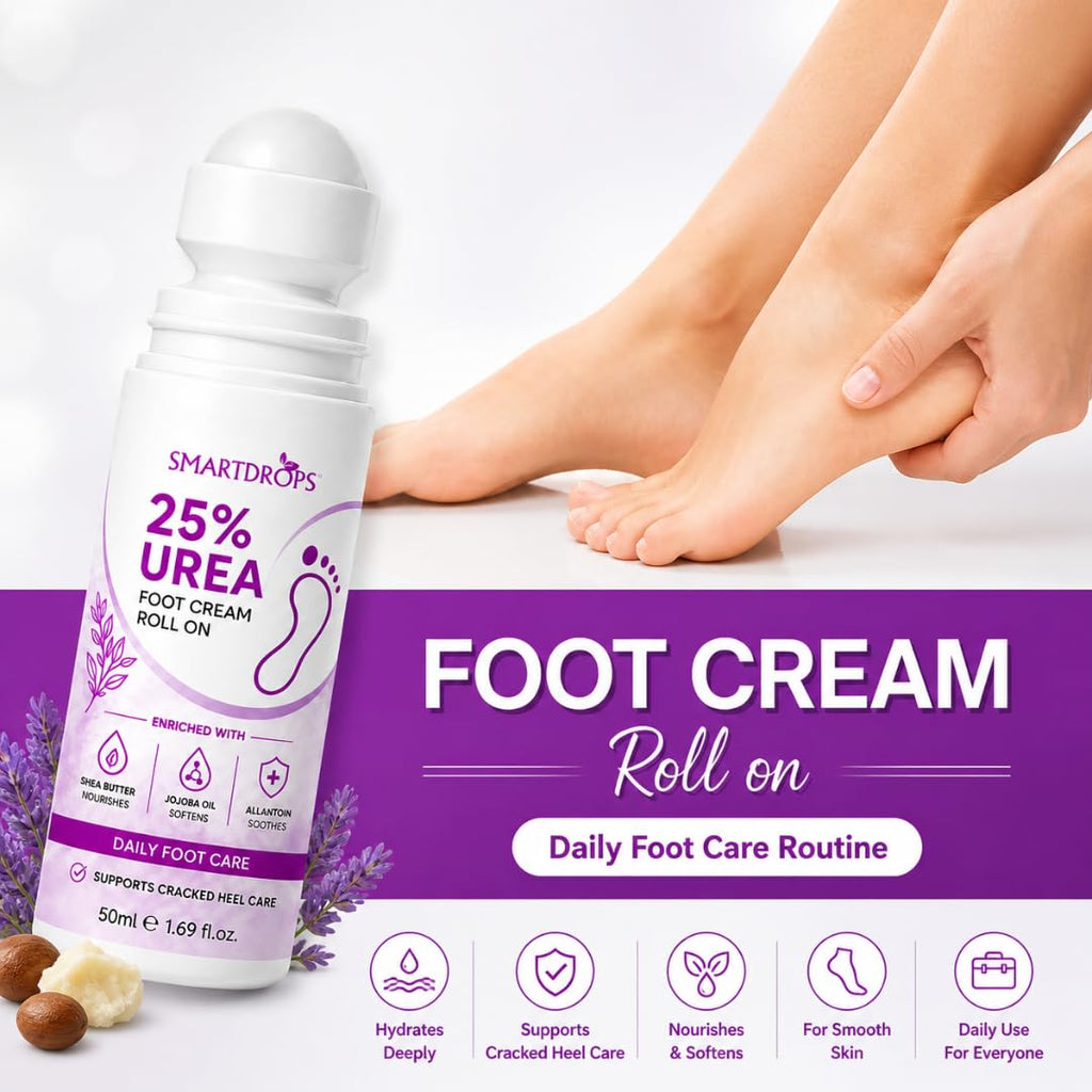 Smartdrops Foot Roll On | Foot Crack Remover Roll On For Cracked Heels | Heel Repair Formula | Heel Care Solution For Men & Women | 50ml (Pack 1)