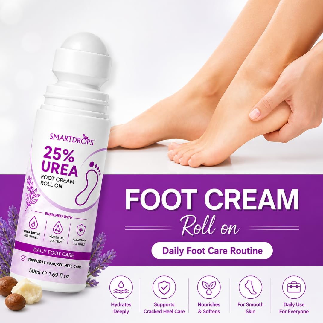 Smartdrops Foot Roll On | Foot Crack Remover Roll On For Cracked Heels | Heel Repair Formula | Heel Care Solution For Men & Women | 50ml (Pack 1)