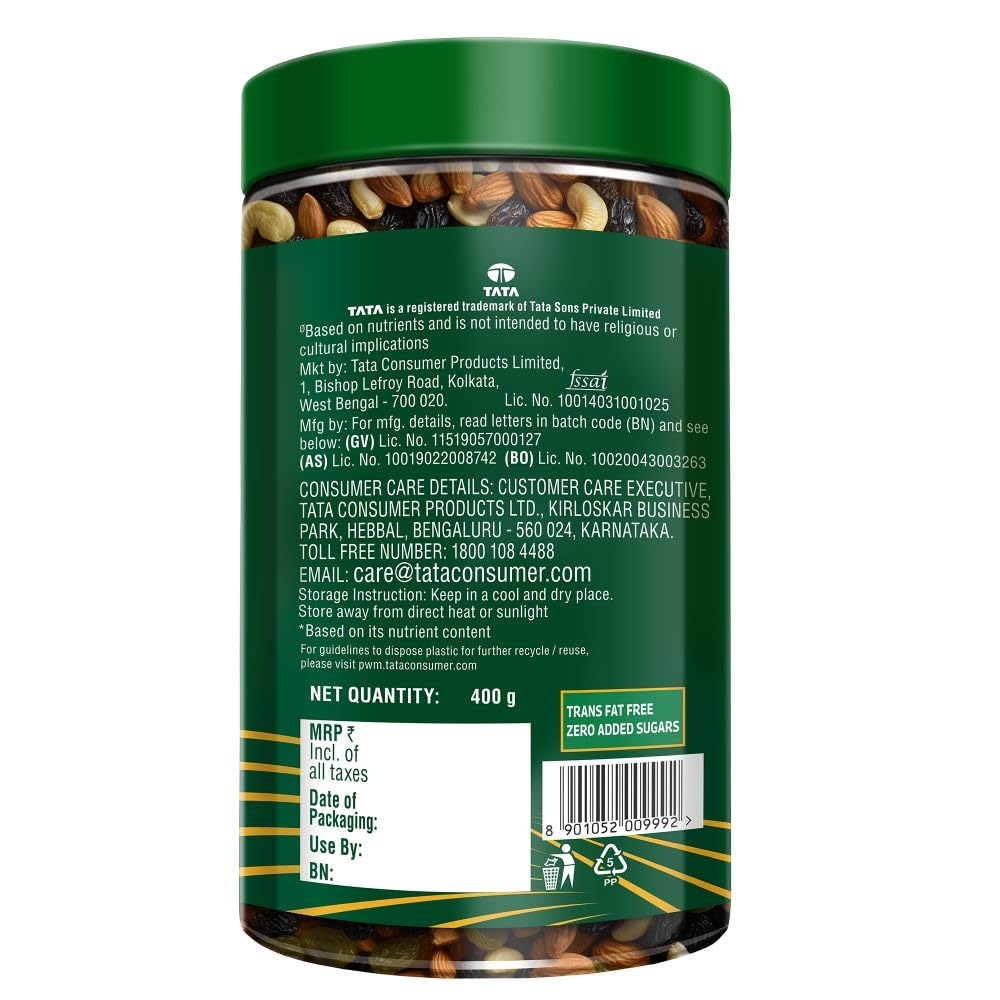 Tata Sampann Panchmeva Mix, Vrat Essentials, Blend of Almonds, Cashews, Green Raisins, Black Raisins, and Dates, Source of Protein, Fit For Fasting, 400g