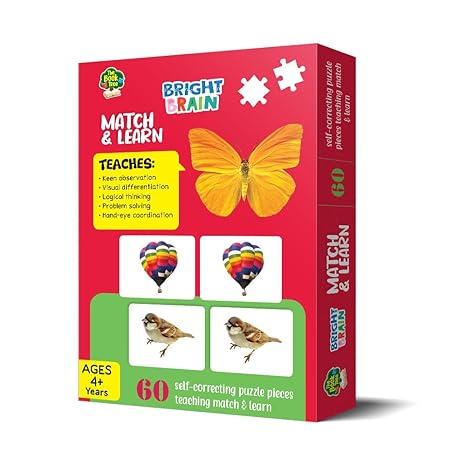 The Book Tree Bright Brain Match and Learn 60 Piece (30 Sets) Jigsaw Puzzle for Preschoolers Educational Toy