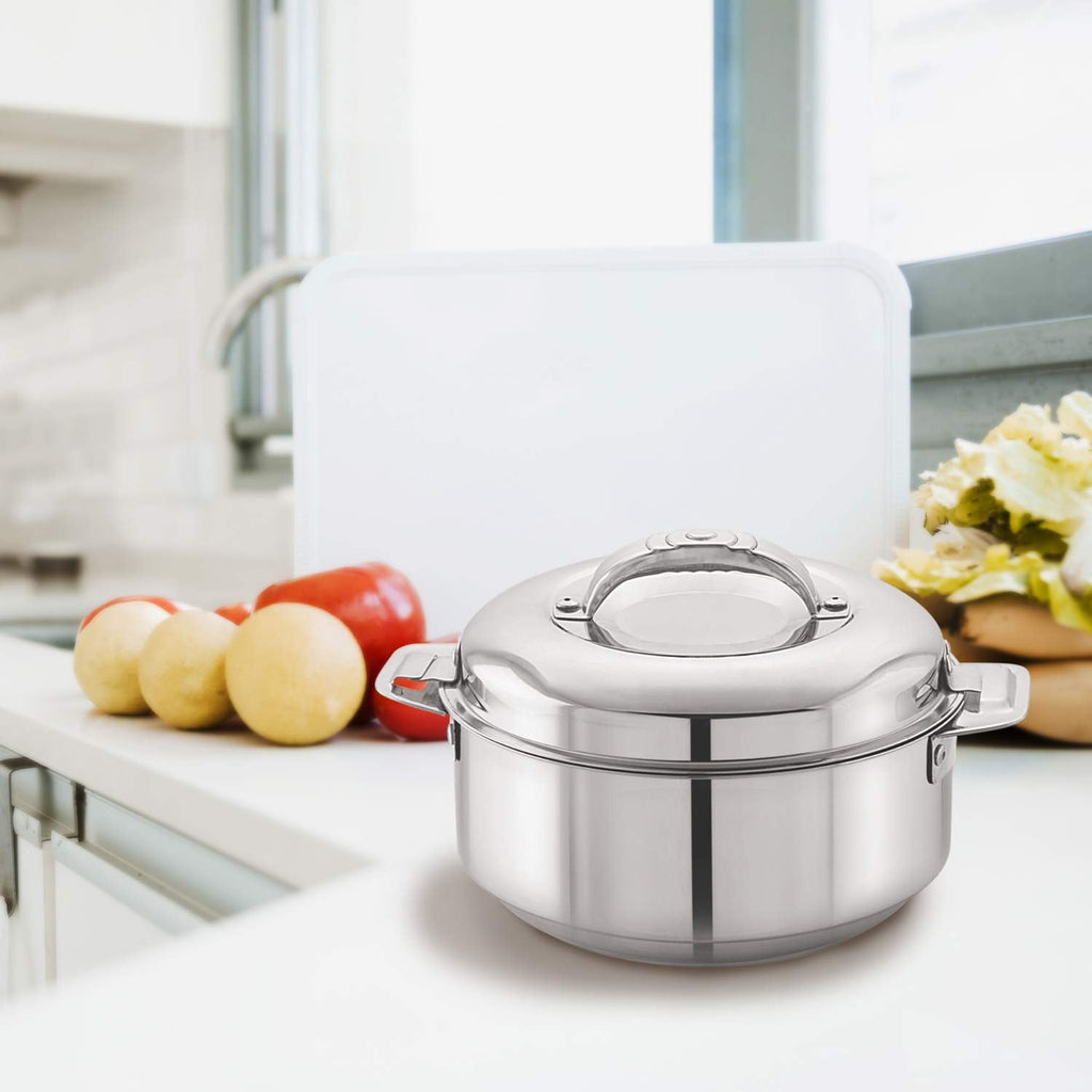 Cello Maxima Stainless Steel Double Walled Insulated Casserole | Silver | 2000ml