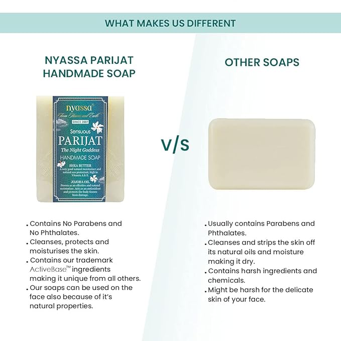 Nyassa Luxurious Parijat Handmade Natural Bathing Soap - 150 Gms