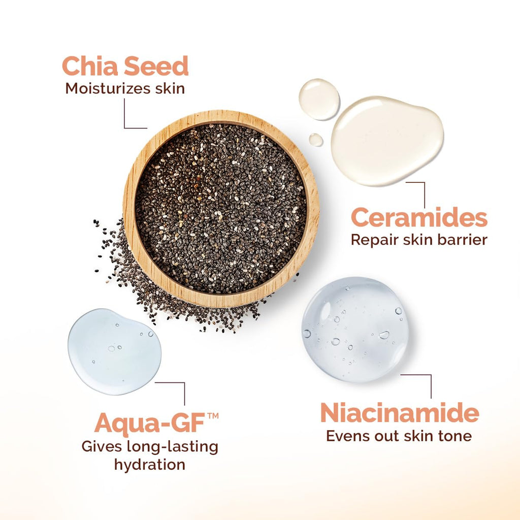 Mamaearth Chia Oil-Free Moisturizer with Chia Seed & Ceramides for Normal to Oily Skin | For Hydrated Glow | 24 Hrs Long-Lasting Hydration | Co-Created with Dermats | Healthy Skin Barrier | Oil-Free Formula | Fragrance Free | 80 g