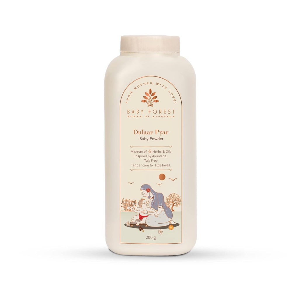 Baby Forest Dulaar Pyar Talc-Free Baby Powder | with Chamomile, Jojoba & Marigold Oils + Corn Starch | for Soft, Rash-Free Skin | Natural, Derma Safe, Cruelty-Free Baby Powder | 200g