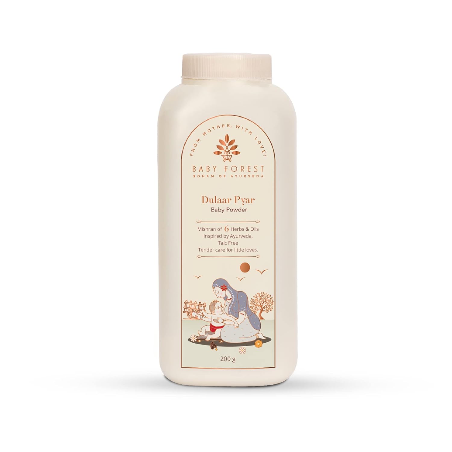 Baby Forest Dulaar Pyar Talc-Free Baby Powder | with Chamomile, Jojoba & Marigold Oils + Corn Starch | for Soft, Rash-Free Skin | Natural, Derma Safe, Cruelty-Free Baby Powder | 200g