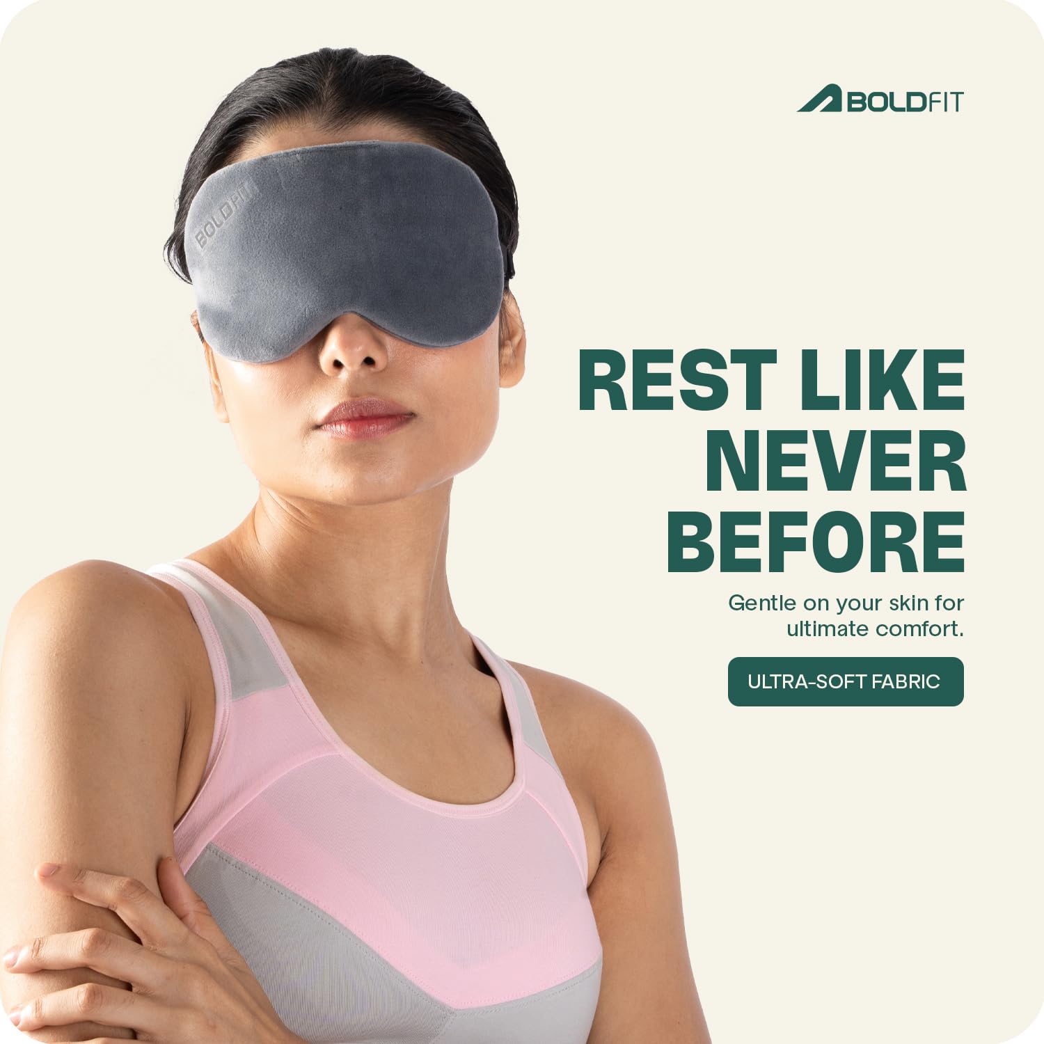 Boldfit Eye Mask for Sleeping with Adjustable Strap Super Soft Sleep Masks Blind Fold for Comfortable Travelling Sleep Mask Pad for Girls Eye Masks Blind Folds for Sleeping - Green Grey (Pack of 2)