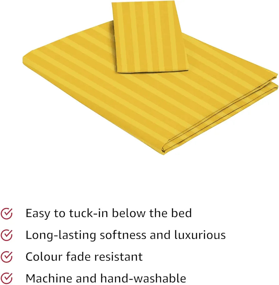 Starnstyle 220 Glace Cotton 1 Single Bedsheet with 1 Pillow Cover  Yellow