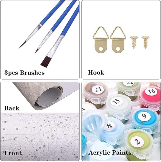 Tulip N Turtle Radiant Diy Acrylic Paint by Number Kit for Adults Kids Beginner Number Painting Kit for Adults