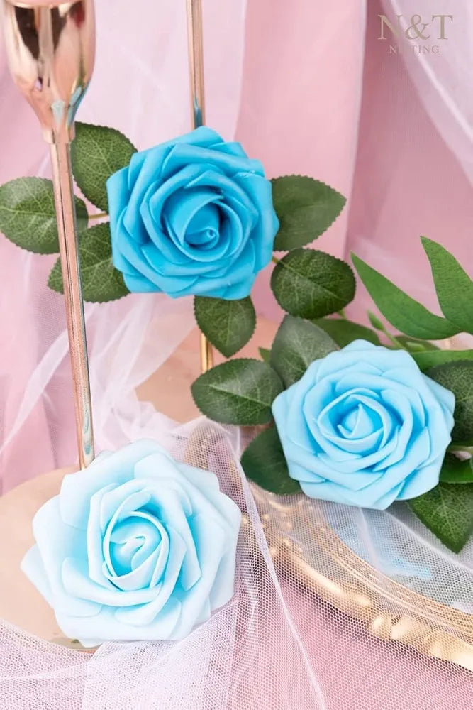 Rose Artificial Flowers 50pcs Blue Flowers Perfect for DIY