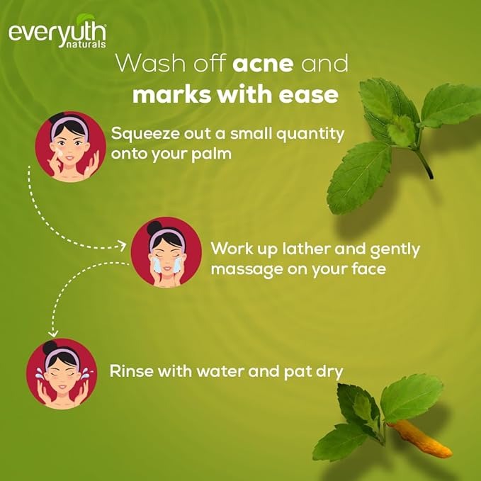 Everyuth Naturals Anti Acne Anti Marks Tulsi Turmeric Face Wash - 150 gms