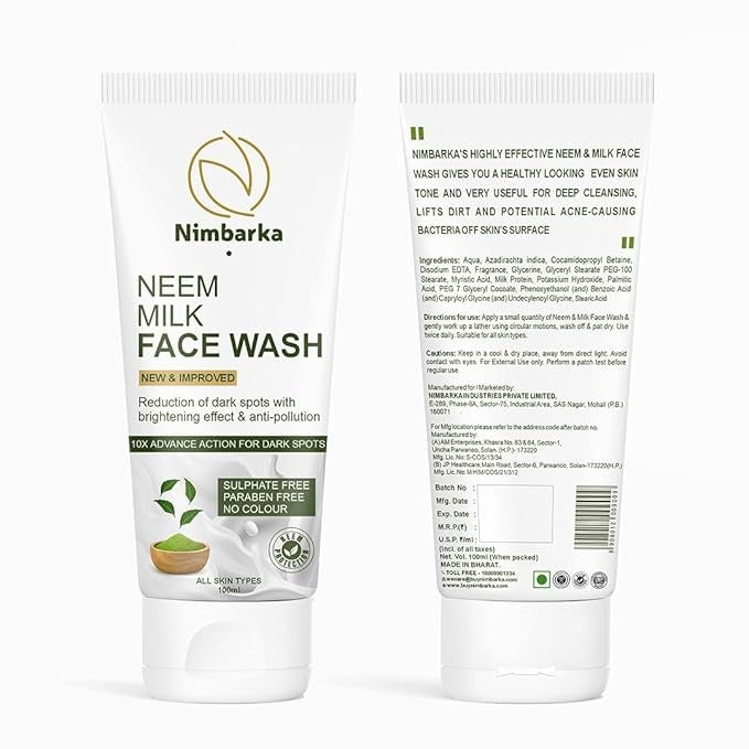 Nimbarka Neem Milk Face Wash for Dark Spot Reduction & Brightening Effect - 100 ml