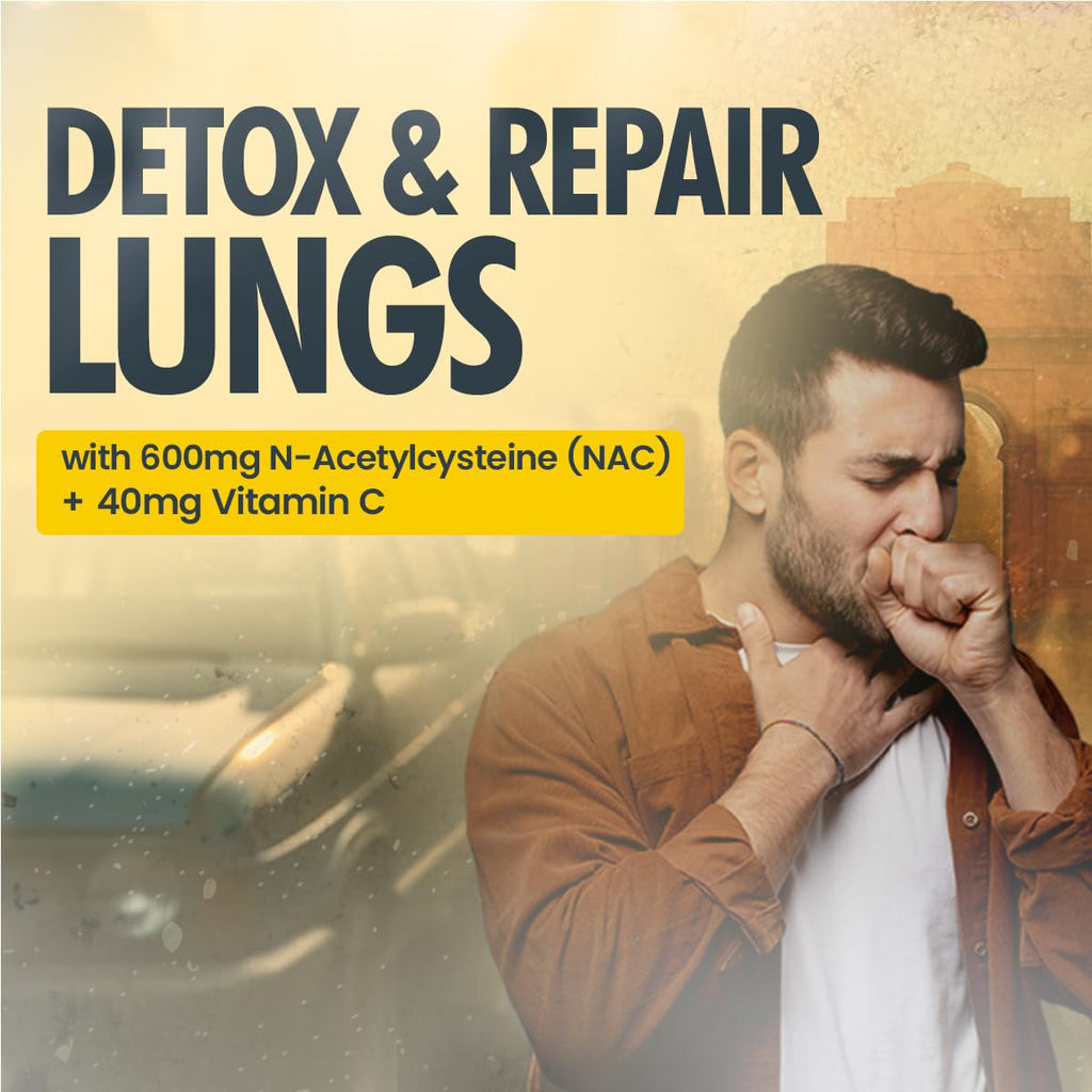 FAST&UP Detox Lung N-Acetylcysteine 600mg + Vitamin C - Lung Protective Supplement, 10 Tablets â€“ Respiratory & Lung Health - Strawberry Flavour
