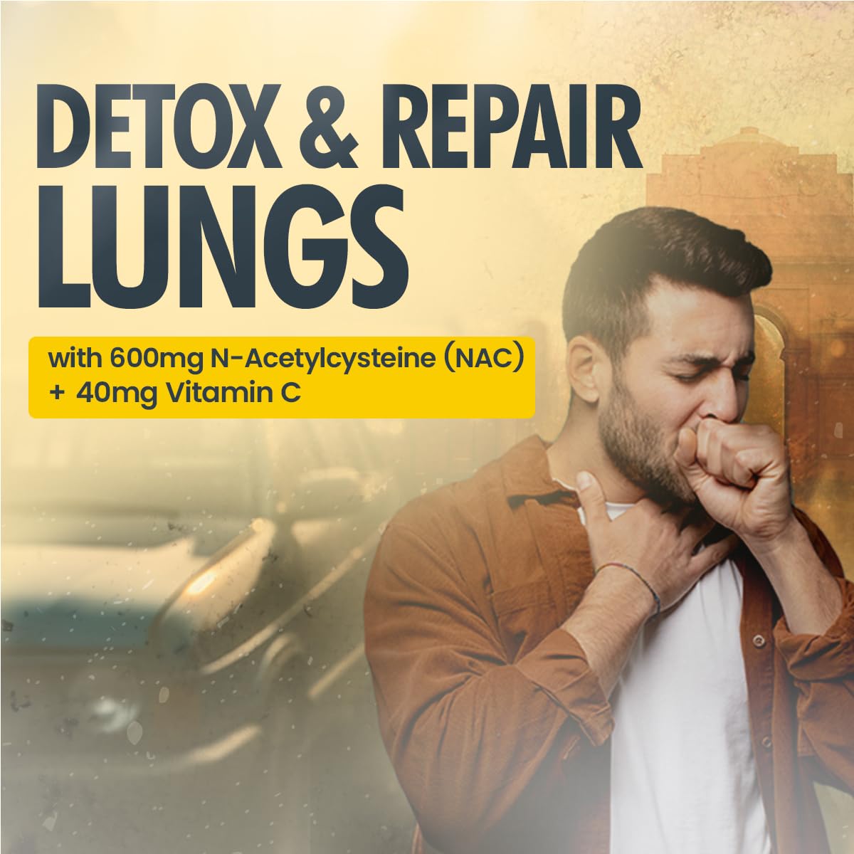 FAST&UP Detox Lung N-Acetylcysteine 600mg + Vitamin C - Lung Protective Supplement, 10 Tablets â€“ Respiratory & Lung Health - Strawberry Flavour