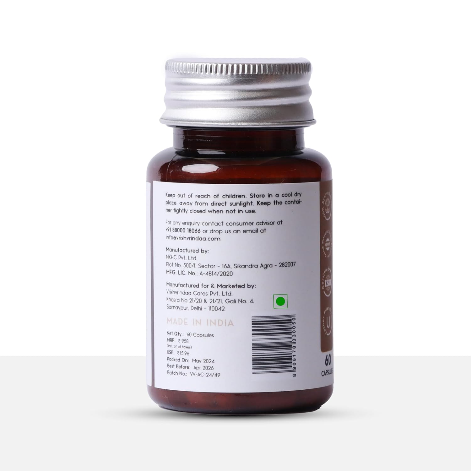 VrishVrindaa Ashwagandha Capsules  500 mg  - 60 Caps