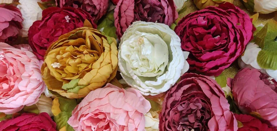 6 Pcs Artificial Fabric Rose Flower Heads Handmade Peony Style Flowers Yellow