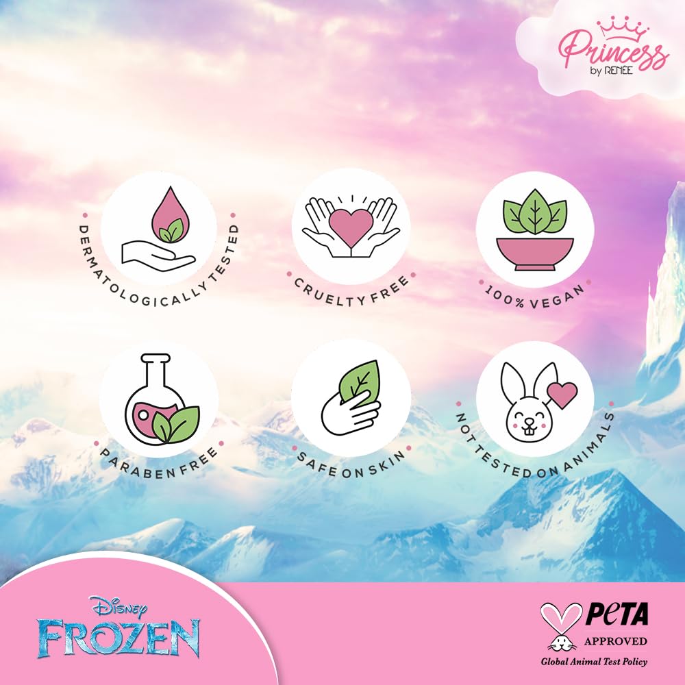 Princess by RENEE Disney Frozen Elsa Fragrance Mist for Pre-Teens, Long Lasting Scent with Fruity & Floral Notes of Melon, Peach & Pineapple, Vanilla & White Musk, Dermatologically Tested, Vegan, Cruelty-Free 30ml