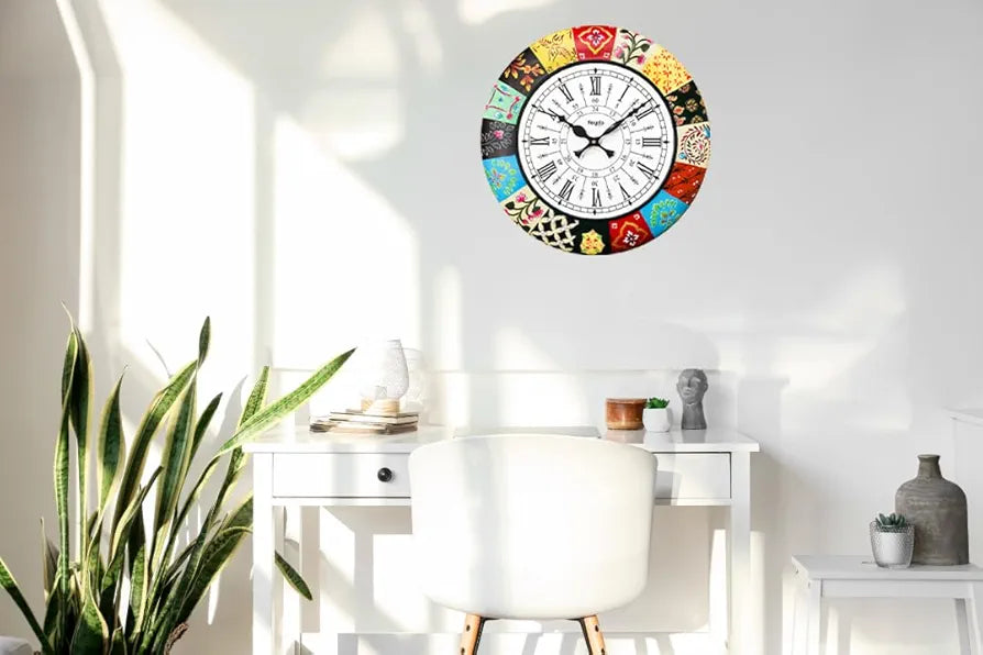 RoyalsCart Analog Wooden Wall Clock Clock Size - 16 x 16 inches [KTWC186D] Elegant Designer Painting