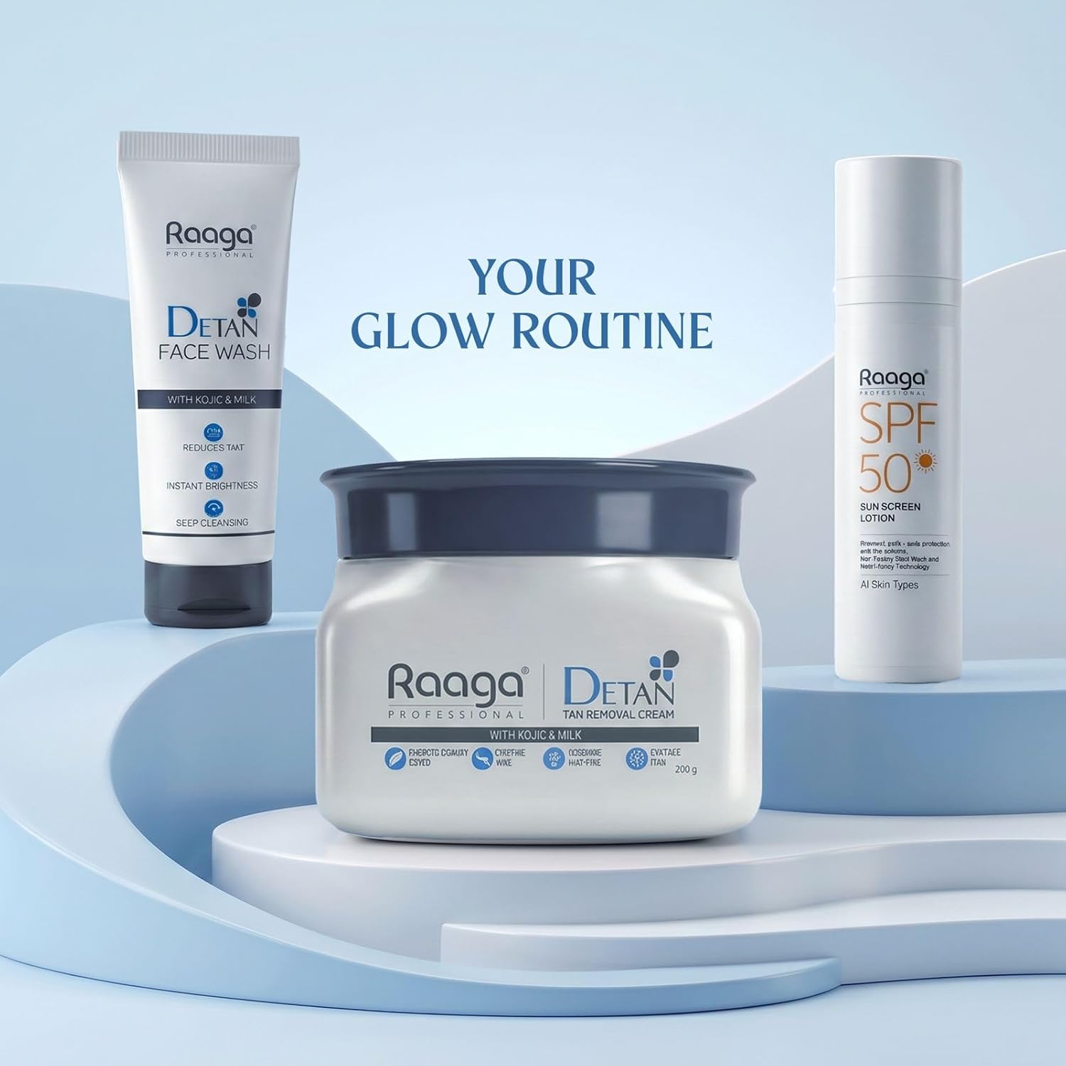 Raaga Professional De-Tan Face Wash with Kojic Acid & Milk | Reduces Tan | Instant Brightness | Deep Cleansing | For All Skin Types | 100 ml