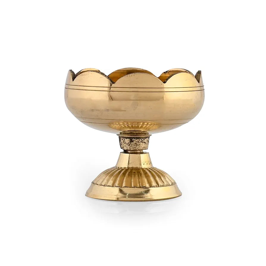 Craftvatika Brass Lotus Diya for Puja Set of 2 Lotus Flower Diya