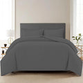 Trance Home Linen Zippered 100% Cotton 200TC Satin Stripe King Size Duvet Cover Quilt Cover Blanket Cover Razai Comforter Cover with 2 Pillow Covers  Colour Steel Grey
