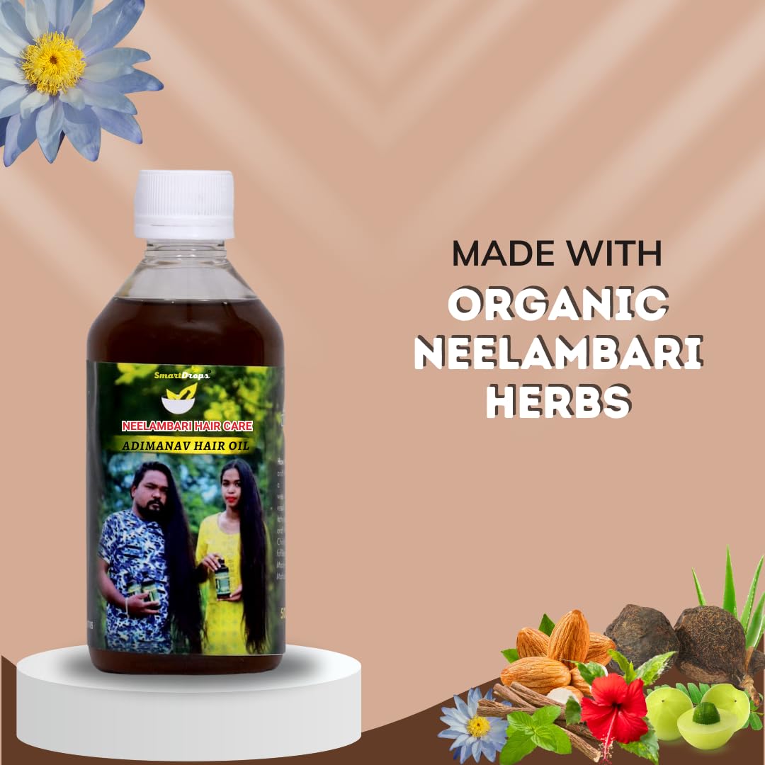 Smartdrops Adimanav Neelambari Adimanav Herbal Hair Oil For Hair Growth | Neelambari Adimanav Hair Oil | For Women and Men,100 ml