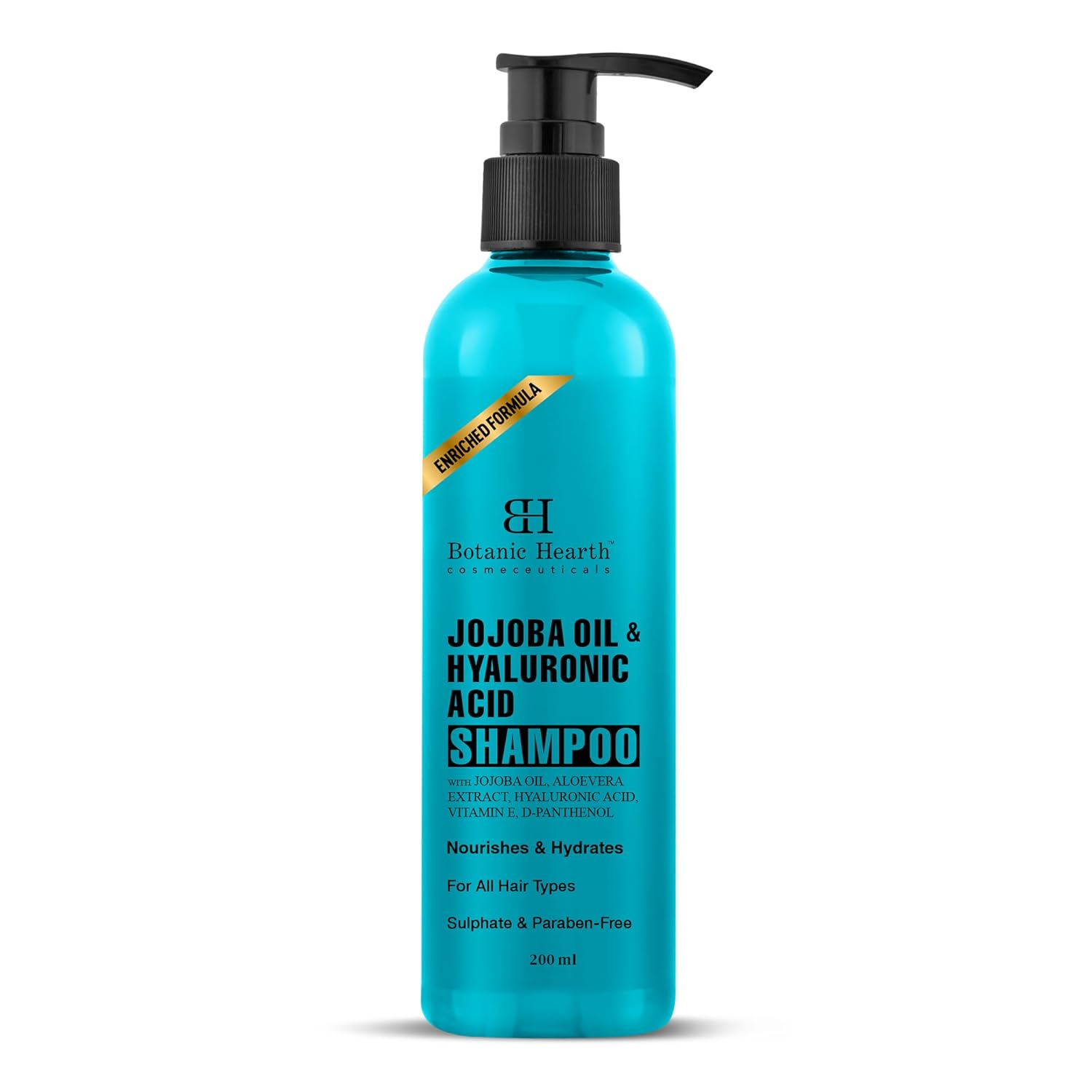 Botanic Hearth Jojoba & Hyaluronic Acid Shampoo with 100% Pure Jojoba Oil & Aloe Extracts | Hydrates Hair & Adds Shine | For Dry & Dehydrated Hair | Shampoo for Women and Men | Sulphate & Paraben Free | 200 ml