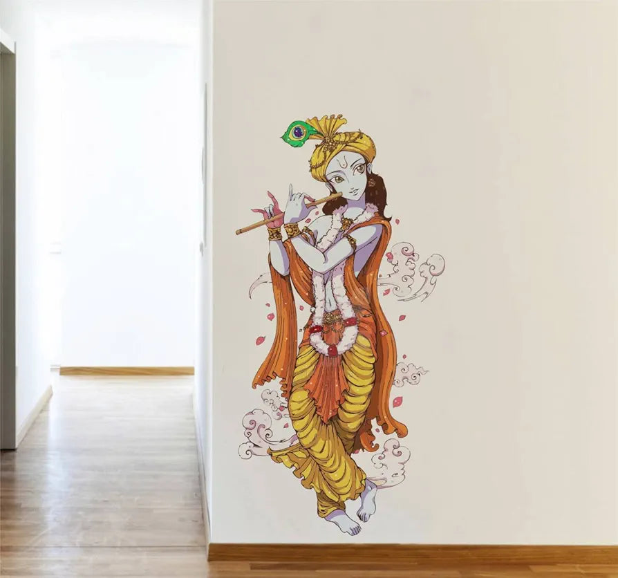 Rawpockets Lord Krishna with Flute Wall Sticker