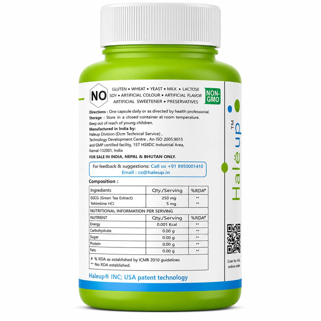 Haleup Yohimbine 5 mg Haleup USA, 60 capsules enriched with Green Tea Extract