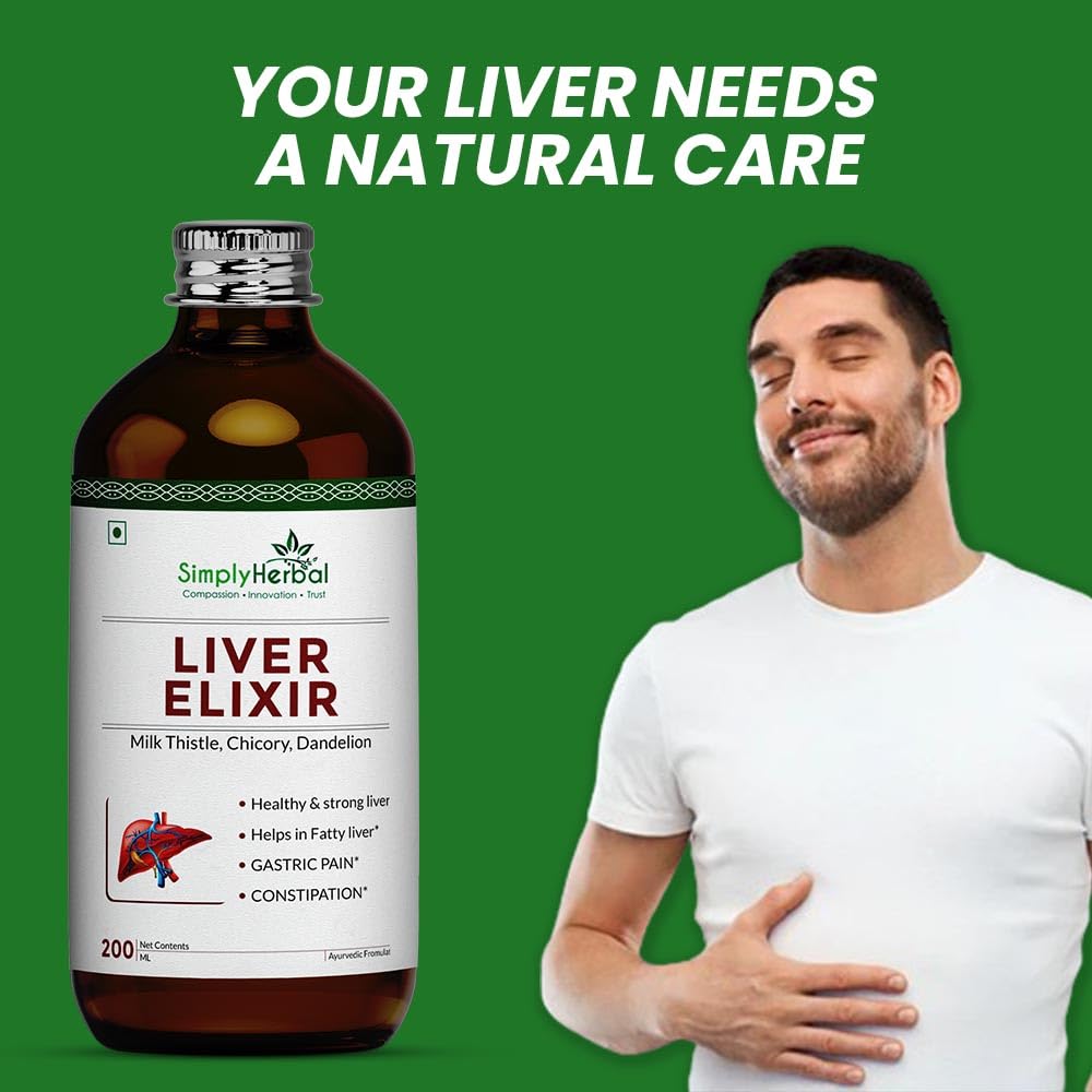 Simply Herbal Super Liver Elixir, Milk Thistle, Chicory, Dandelion | Healthy & Strong Liver, Boost Metabolsim & Improves Digestion (Pack of 1) 200ml each