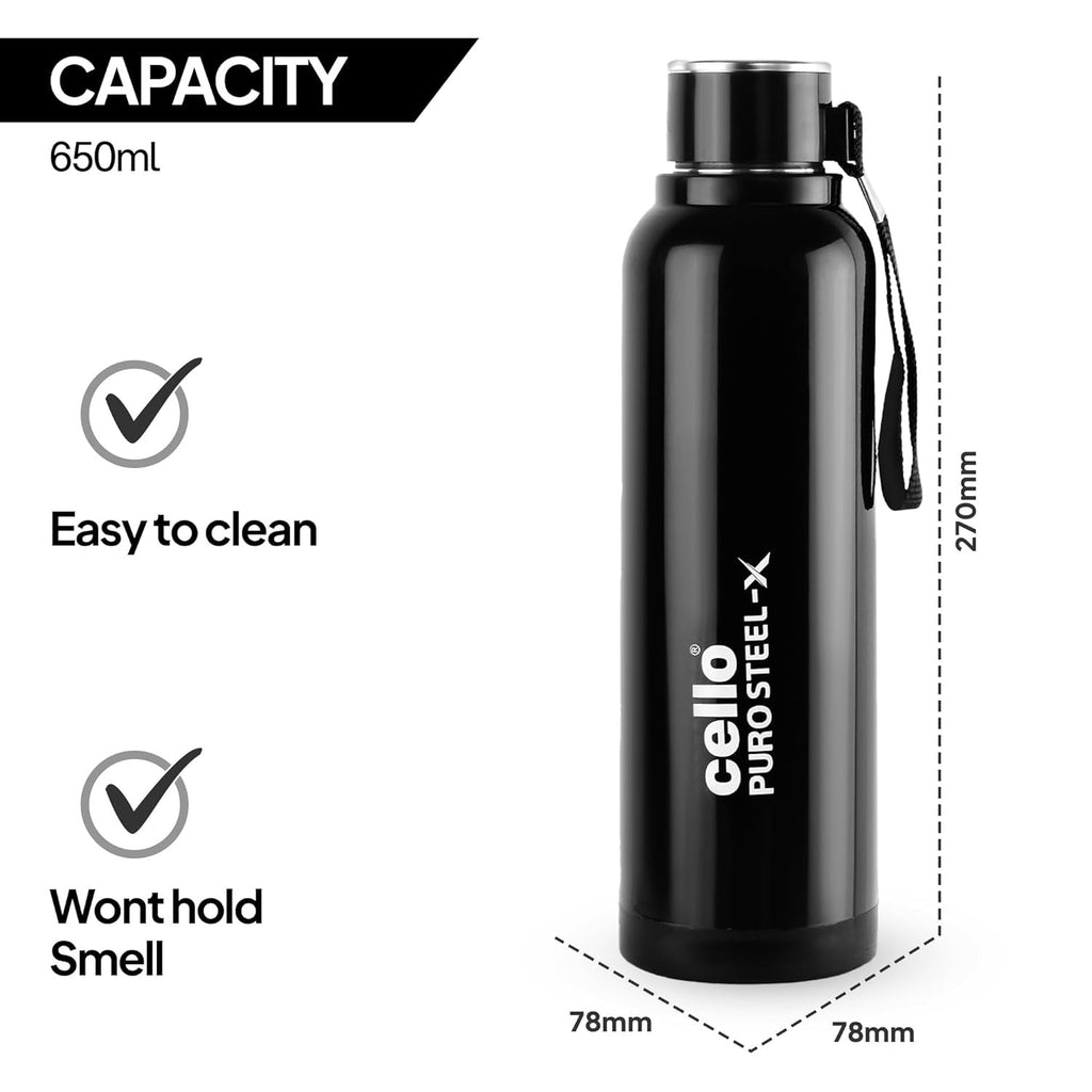 Cello Puro Steel X Benz 900 Insulated Bottle 730ml Stainless Steel Inner